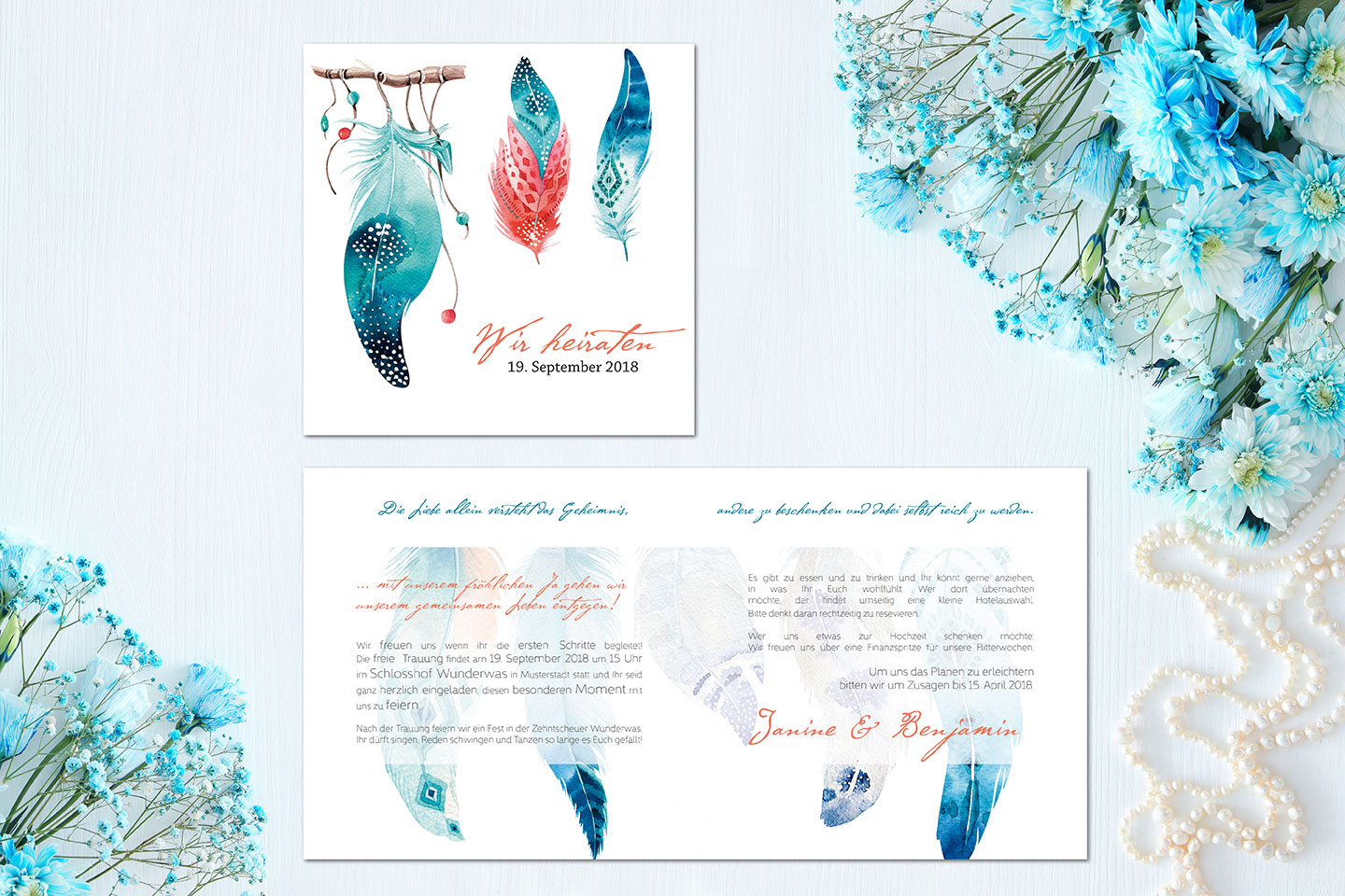Einladungskarte "Bohemian Blue"